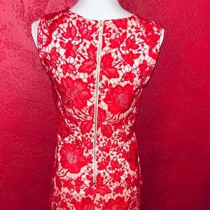 Womens gorgeous red lace dress with cream under slip size 8